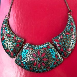 Turquoise and red necklace